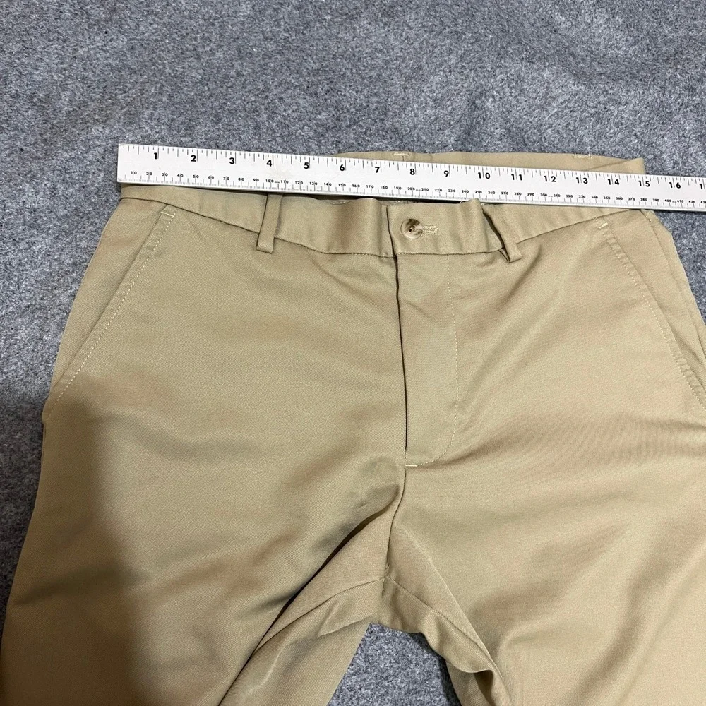 Van Heusen Traveler Pants Mens 30x30 Khaki Tan Flat Front Dress Chinos Straight